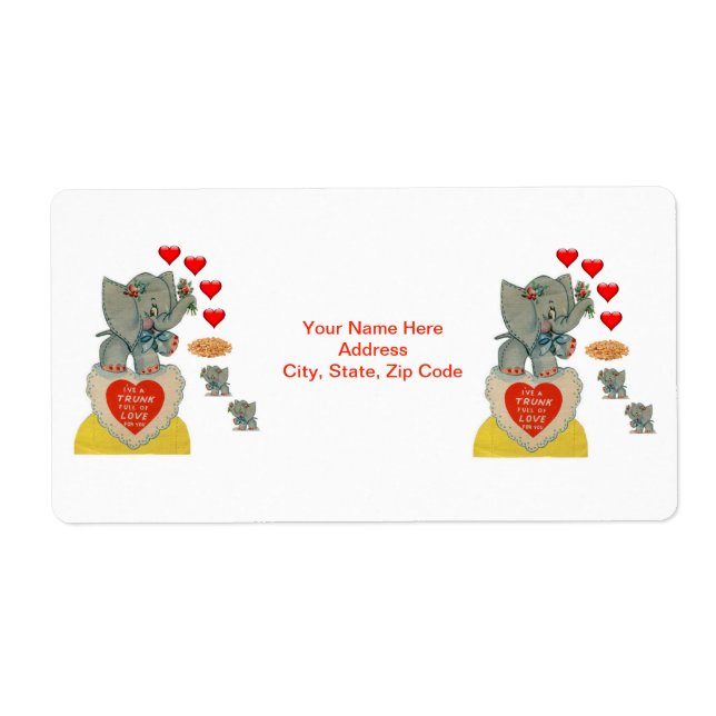 Valentine's Day Labels Elephant (Front)