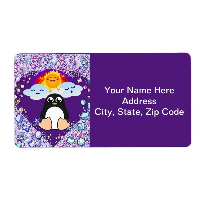 Valentine's Day Labels Heart Penguin Hearts (Front)