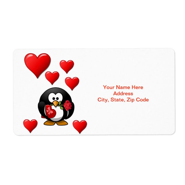 Valentine's Day Labels Penguin (Front)