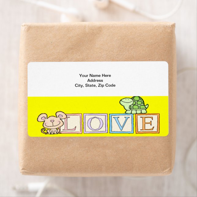 Valentine's Day Labels Turtle Yellow  (Insitu)