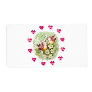 Valentine's Day Labels Vintage Bird