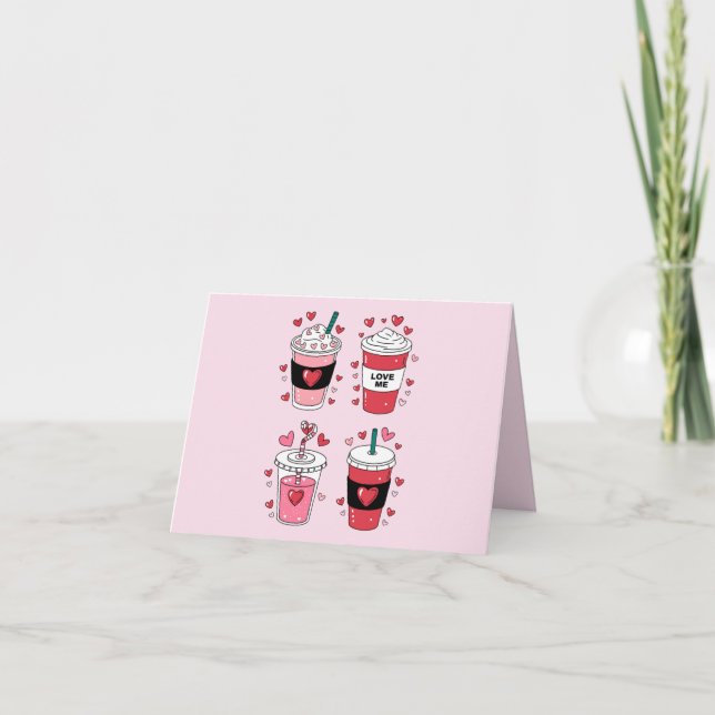 Valentines Day Latte Coffee Lover Card (Front)