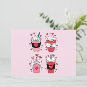 Valentines Day Latte Coffee Lover Holiday Card