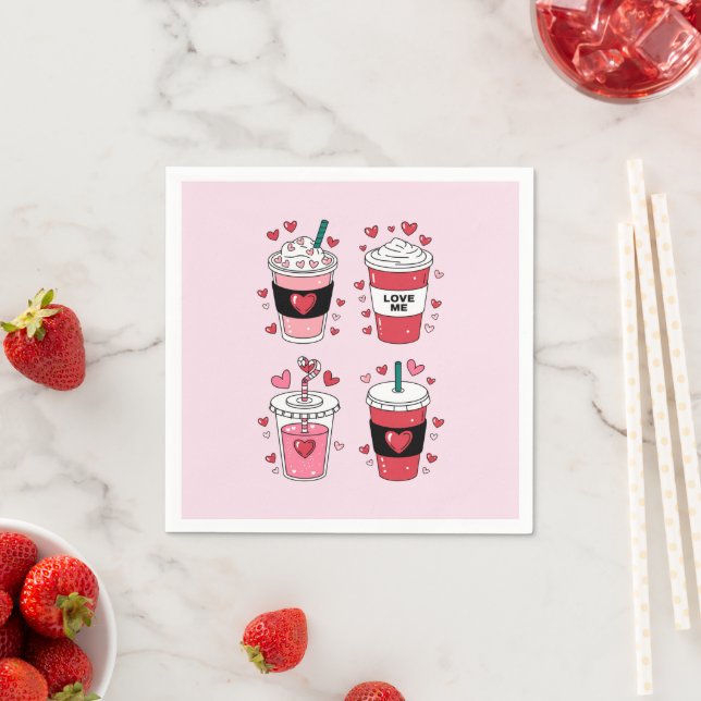 Valentines Day Latte Coffee Lover Napkin (Insitu)