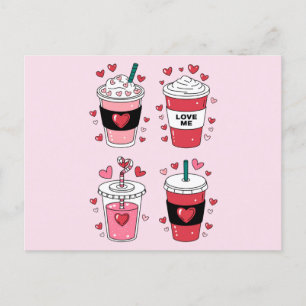Valentines Day Latte Coffee Lover Postcard