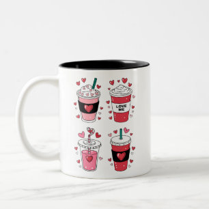 Valentines Day Latte Coffee Lover Two-Tone Coffee Mug