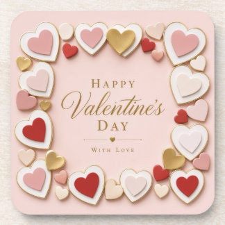 Valentines Day Layered Heart Frame Border Coaster