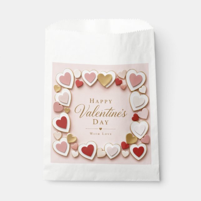 Valentines Day Layered Heart Frame Border Favour Bags (Front)