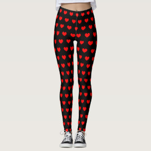 Valentine's Day leggings with red heart pattern