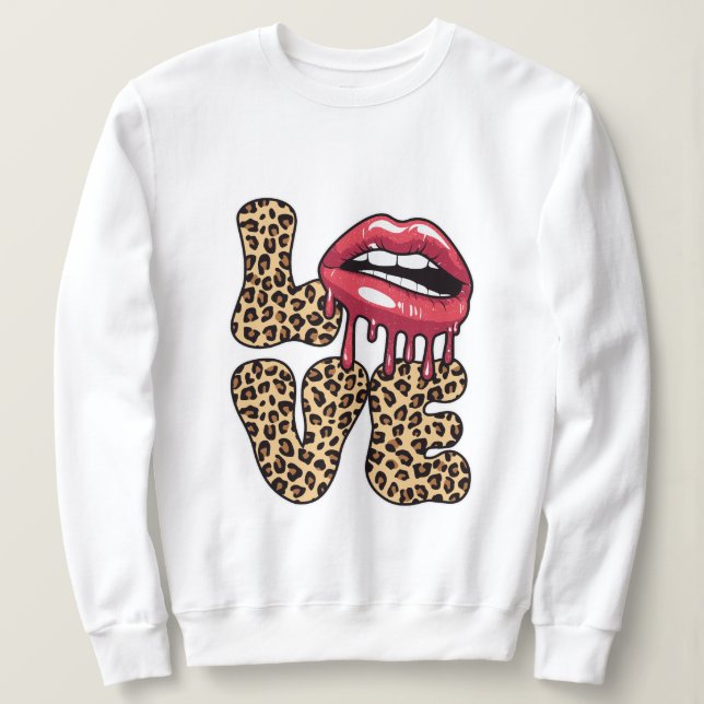 Valentine's Day Leopard Love For Girls Sweatshirt (Design Front)