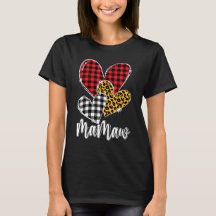 valentines day leopard mamaw Buffalo Plaid mamaw l T-Shirt