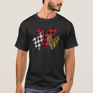 Valentines Day Leopard Mamaw Buffalo Plaid Mamaw L T-Shirt