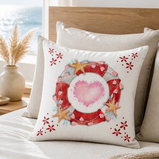 Valentine's Day Life Preserver & Hearts Throw Pill Cushion (Creator Uploaded)