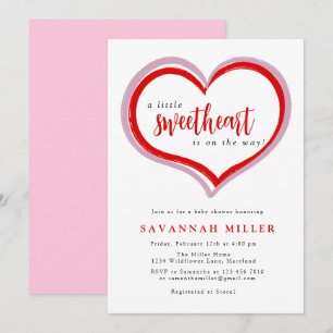Valentines Day Little Sweetheart Pink Baby Shower Invitation