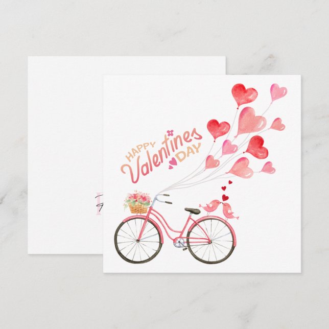 Valentine's Day Love Birds with Bicycle  Holiday Card (Front/Back)