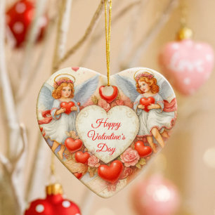 Valentine's Day Love Cherub Angels  Ceramic Tree Decoration