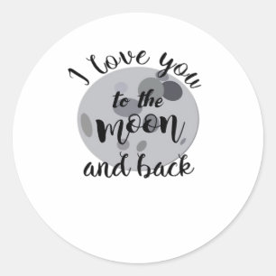 Valentines Day Love Couple I Love You To The Moon  Classic Round Sticker