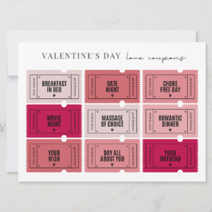 Valentine's Day Love Coupons   Print or Download Invitation