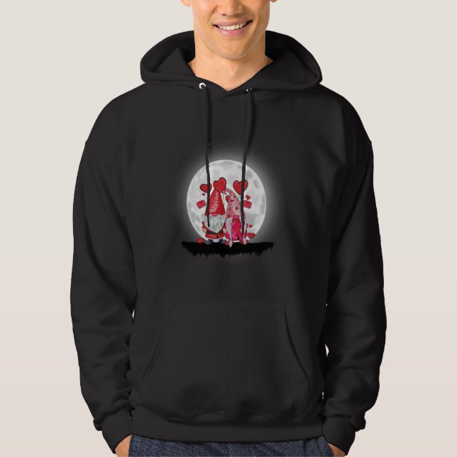 Valentine's Day Love Cute Gnome Holding Heart Funn Hoodie (Front)