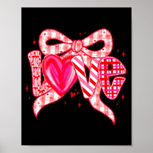 Valentines Day Love Funny Coquette Bow Checkered N Poster