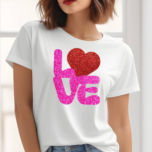 Valentines Day Love Glitter T-shirt