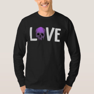 Valentine's Day LOVE GOTH Purple Skull T-Shirt