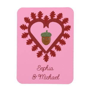 Valentines Day Love Heart Acorn Custom Names Magnet