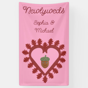 Valentines Day Love Heart Acorn Custom Newlyweds Banner