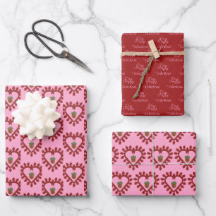 Valentines Day Love Heart Acorn Custom Wrapping Paper Sheet