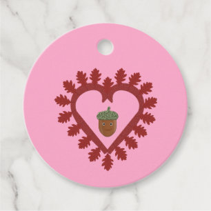 Valentines Day Love Heart Acorn Favour Tags