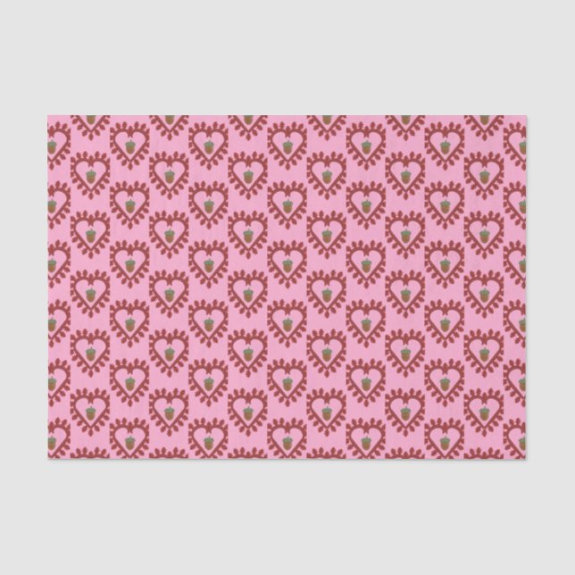 Valentines Day Love Heart Acorn Patterned Tissue Paper (Front)