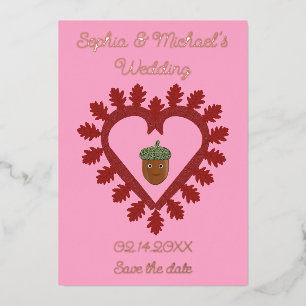 Valentines Day Love Heart Acorn Save the Date