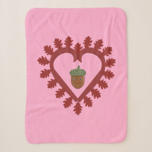 Valentines Day Love Heart Acorn Sherpa Blanket