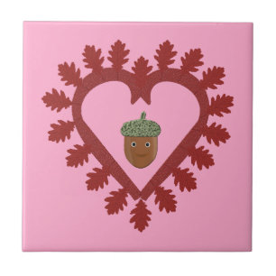 Valentines Day Love Heart Acorn Tile