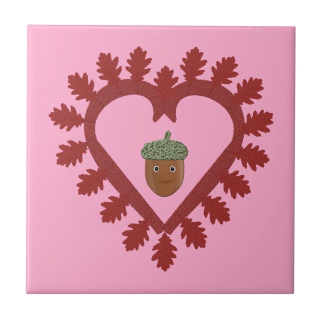 Valentines Day Love Heart Acorn Tile (Front)