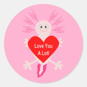 Valentines Day Love Heart Axolotl Classic Round Sticker