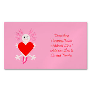 Valentines Day Love Heart Axolotl Custom Magnetic Business Card