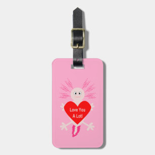 Valentines Day Love Heart Axolotl Custom Name Luggage Tag