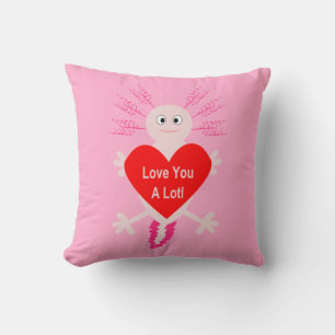Valentines Day Love Heart Axolotl Double Sided Cushion