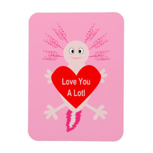 Valentines Day Love Heart Axolotl Magnet