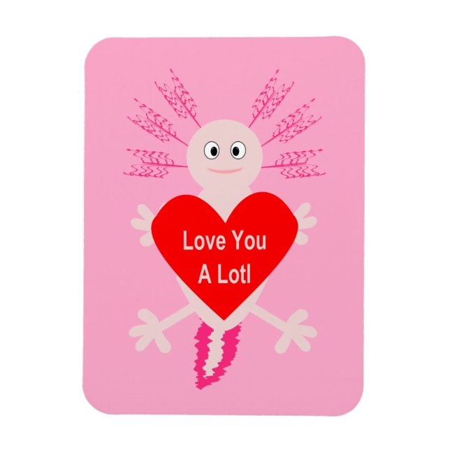 Valentines Day Love Heart Axolotl Magnet (Vertical)