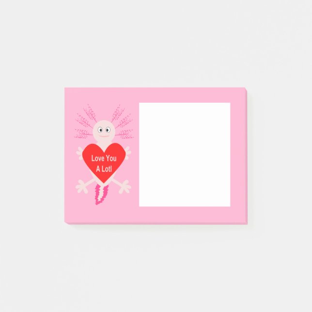 Valentines Day Love Heart Axolotl Post-it Notes (Front)