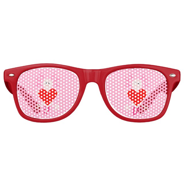 Valentines Day Love Heart Axolotl Retro Sunglasses (Front)