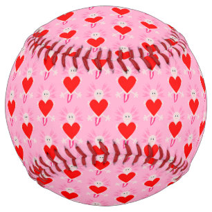 Valentines Day Love Heart Axolotl Softball