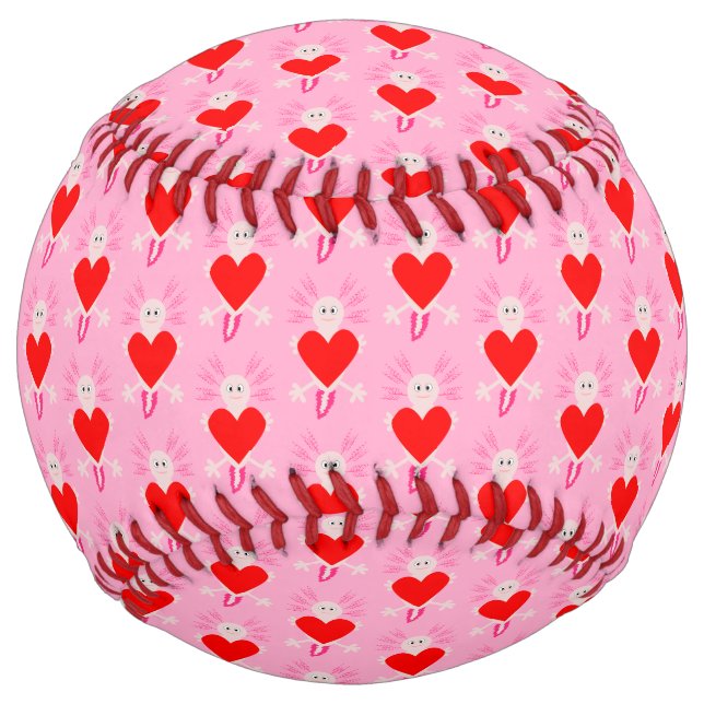 Valentines Day Love Heart Axolotl Softball (Front)