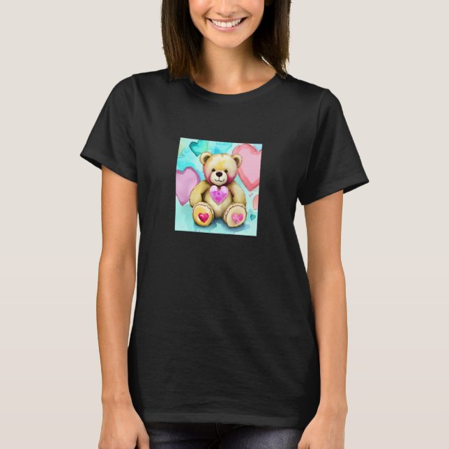 Valentine's Day Love Heart Bear Teddy Girlfriend F T-Shirt (Front)