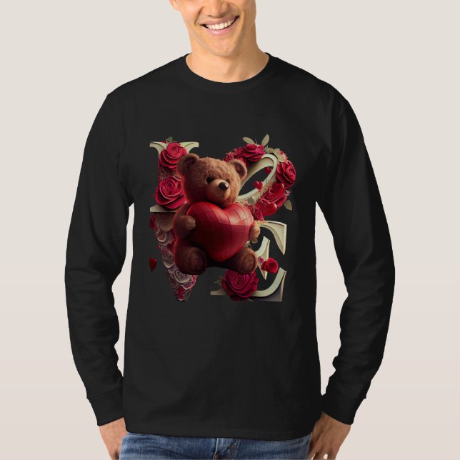 Valentine's Day Love Heart Bear Teddy Girlfriend T-Shirt (Front)