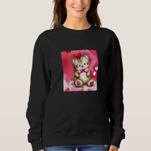 Valentine's Day Love Heart Cat Teddy Girlfriend Fi Sweatshirt