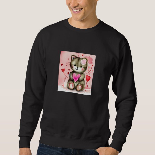 Valentine's Day Love Heart Cat Teddy Girlfriend Fi Sweatshirt (Front)