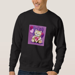 Valentine's Day Love Heart Cat Teddy Girlfriend Fi Sweatshirt
